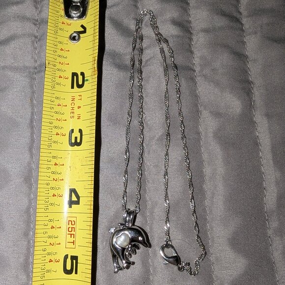 $1 with Bundle ~ Dolphin & Pearl Pendant Necklace 5295 - Picture 3 of 3